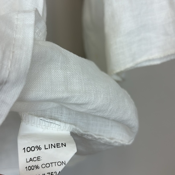 BELLAMBRA White 3/4 Sleeve Blouse Top 100% Linen Made In Italy Womens Small - Picture 4 of 6